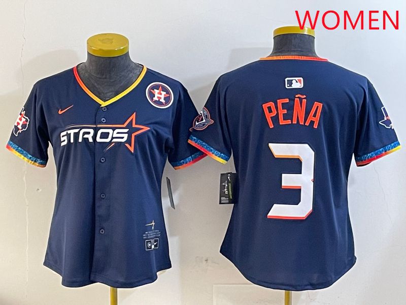 Women Houston Astros 3 Pena Drak Blue Fourth generation Joint Name 2025 Nike MLB Jersey style 4